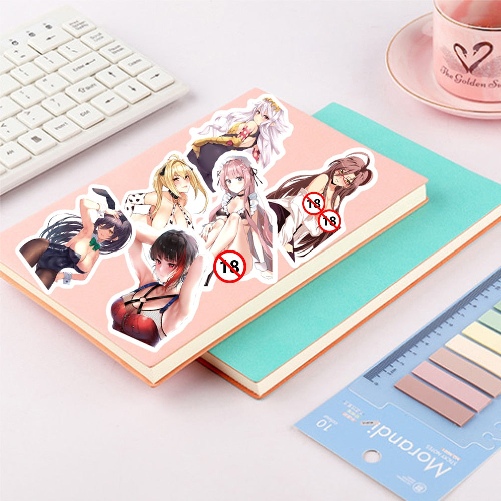 50pcs Hentai Anime Sexy Girls Stickers Waifu Adults Decals DIY Tablet Scrapbooking Luggage Phone PVC Graffiti Sticker Pack