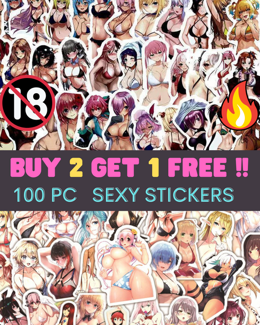 Anime Girls Stickers | 50/100Pcs - Kawai Anime | Anime Waifu Stickers | for Laptop ,Mobile, Luggage ,Car Sticker.