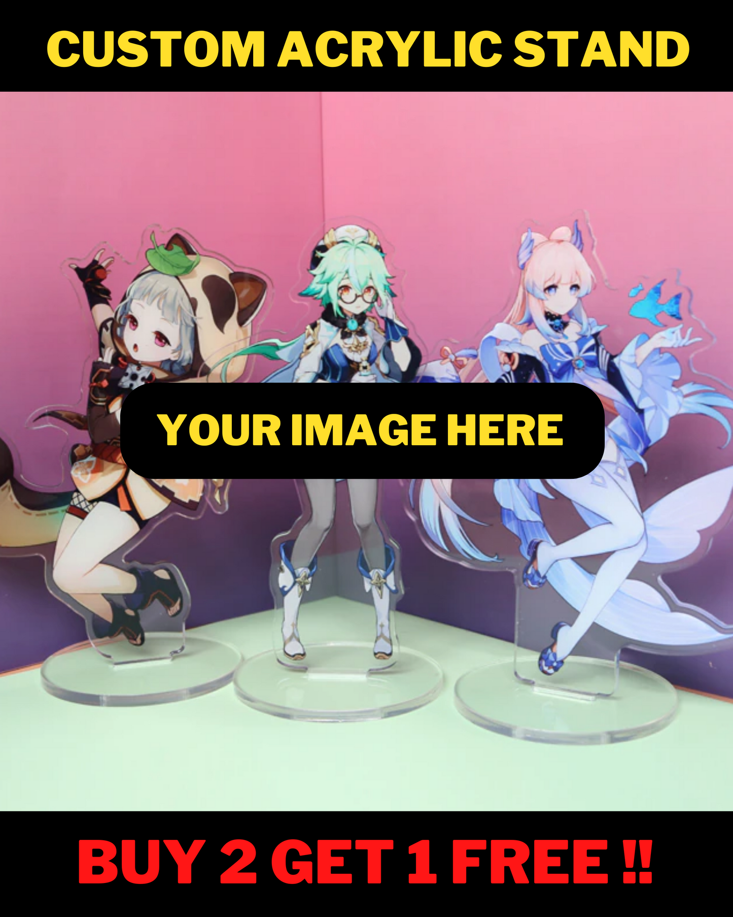 Custom Acrylic Stand | Anime Acrylic Stand | Rainbow and Holographic stand | Bundle offer