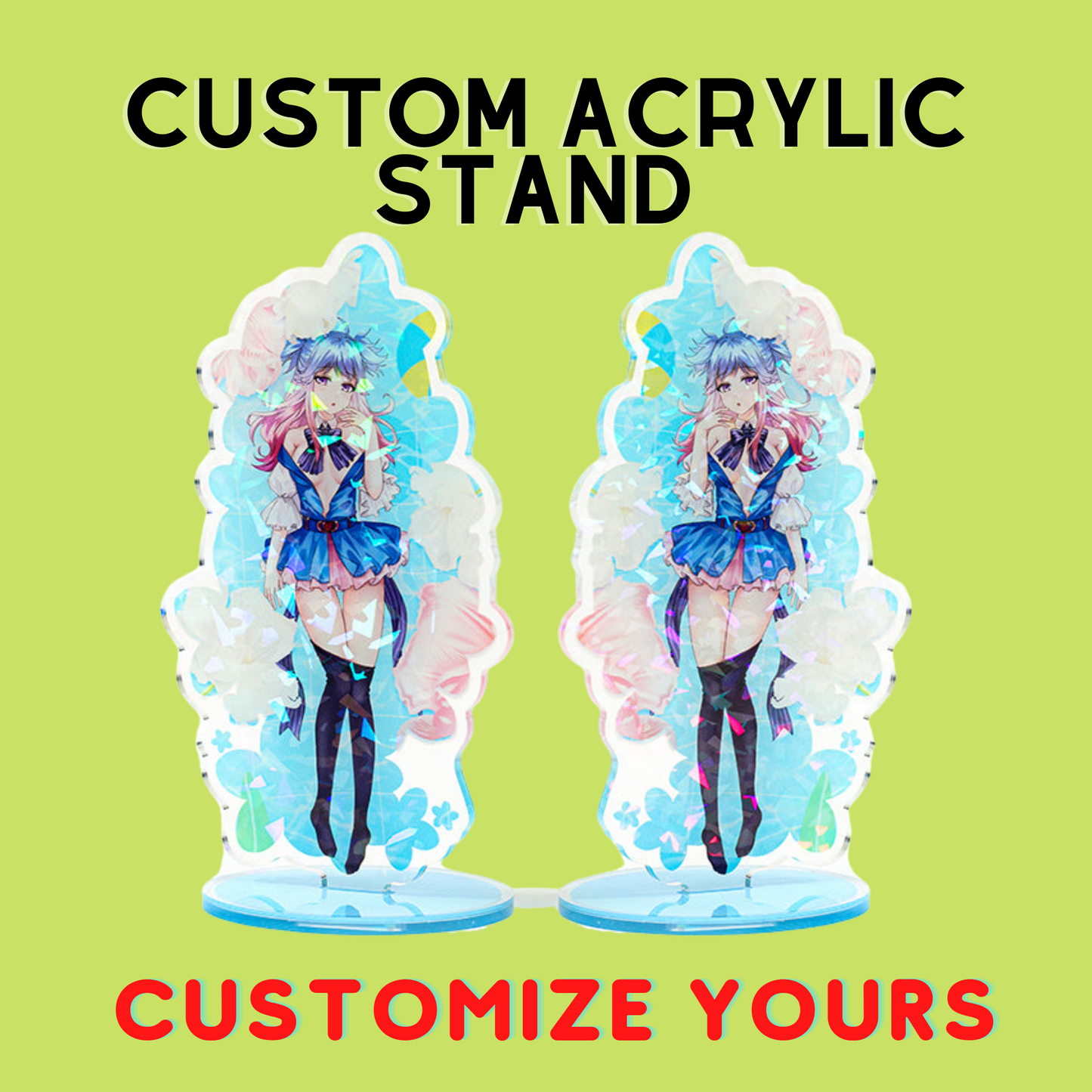 Custom Acrylic Stand | DIY Desk Standee | Anime Acrylic Stand | Rainbow and Holographic stand.