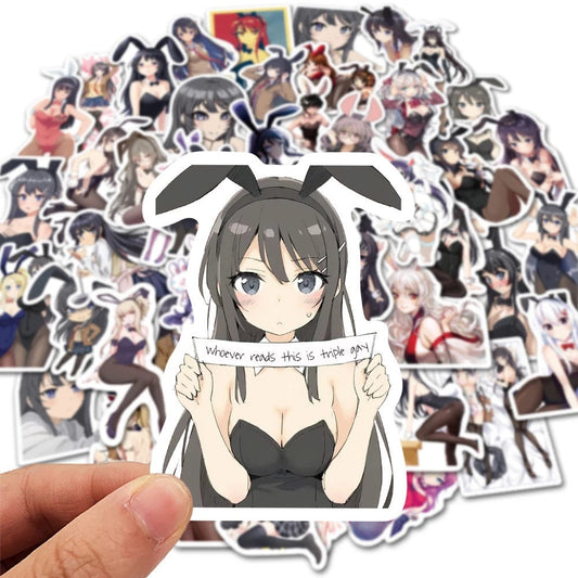 10/30/50PCS Anime Hentai Sexy Girl Bunny Graffiti Girl Sticker Laptop Guitar Luggage Waterproof Sticker Decoration Wholesale