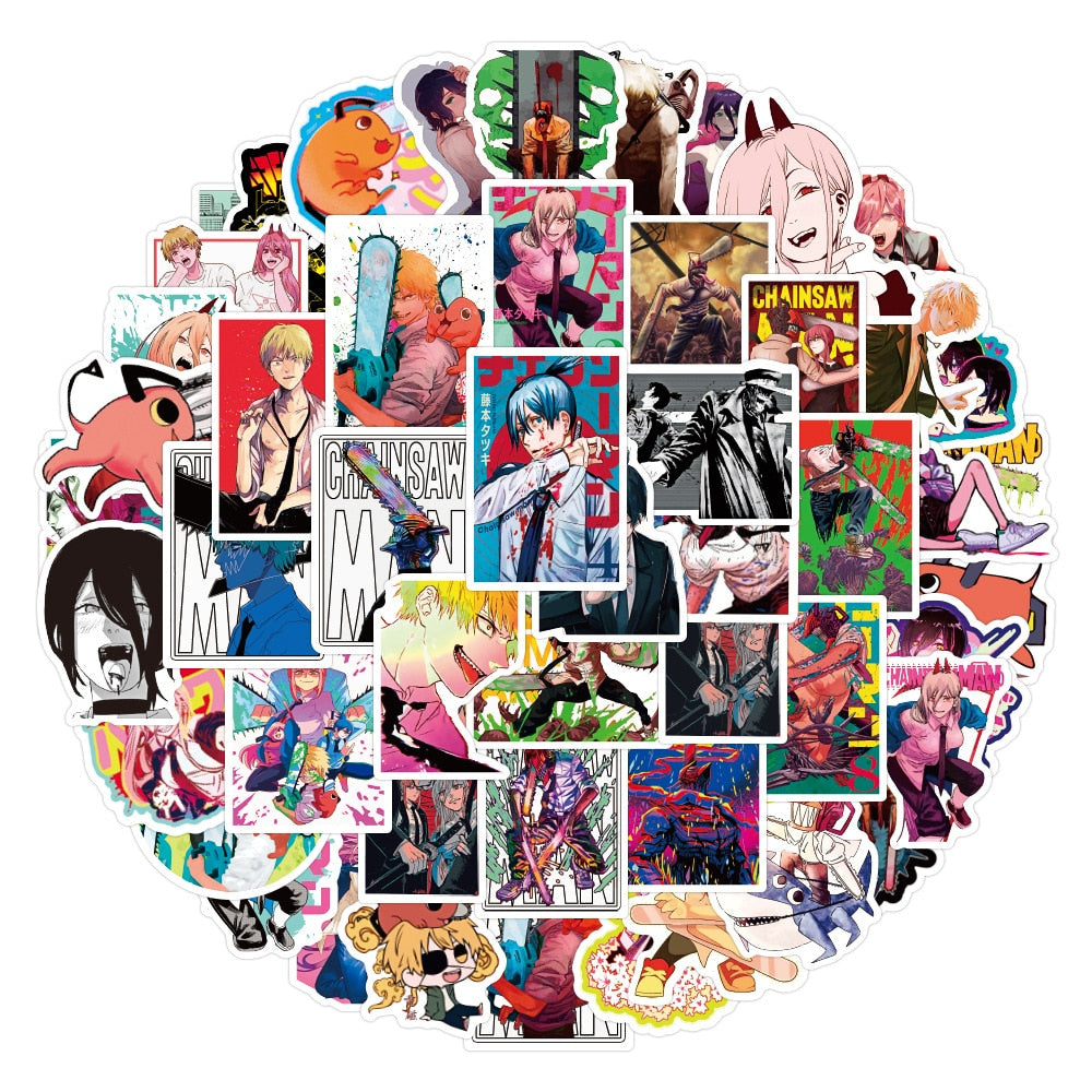 50PCS Chainsaw Man Anime Stickers | for Laptop Motorcycle Luggage Bike Car Waterproof  Decal Sticker