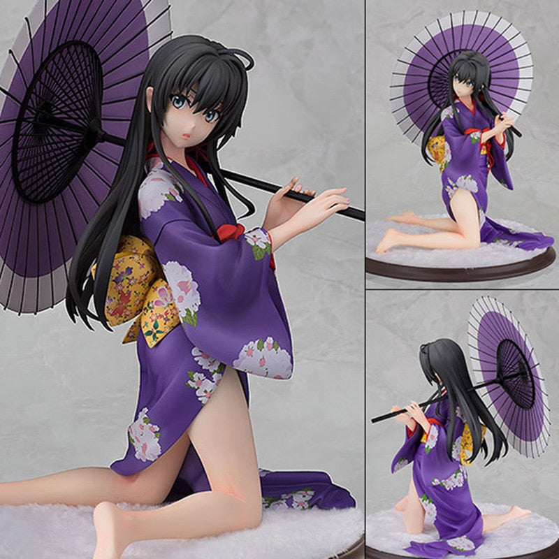 My Teen Romantic Comedy SNAFU 2 Model Toy Yukino Yukinoshita Kimono Japanese Umbrella Kneeling Position Scene Base PVC Model Toy