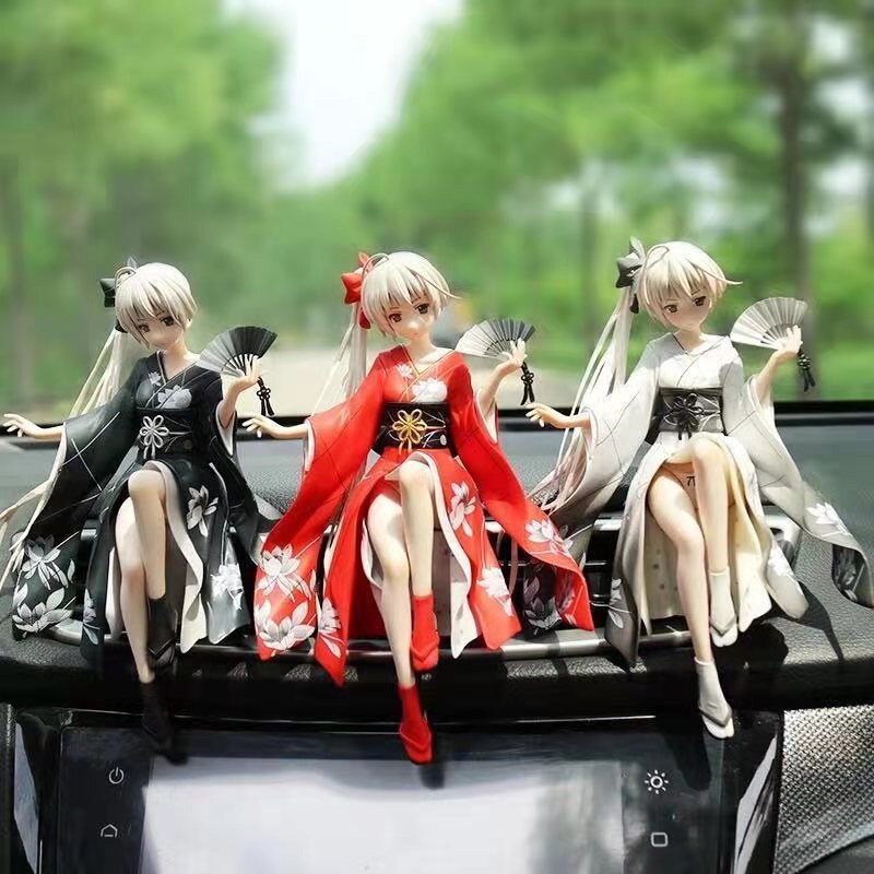 Yosuga No Sora Anime Action Figures Sora Kasugano 3 Models Kimono Fan Sitting Posture Car Decoration PVC Collection Model Dolls