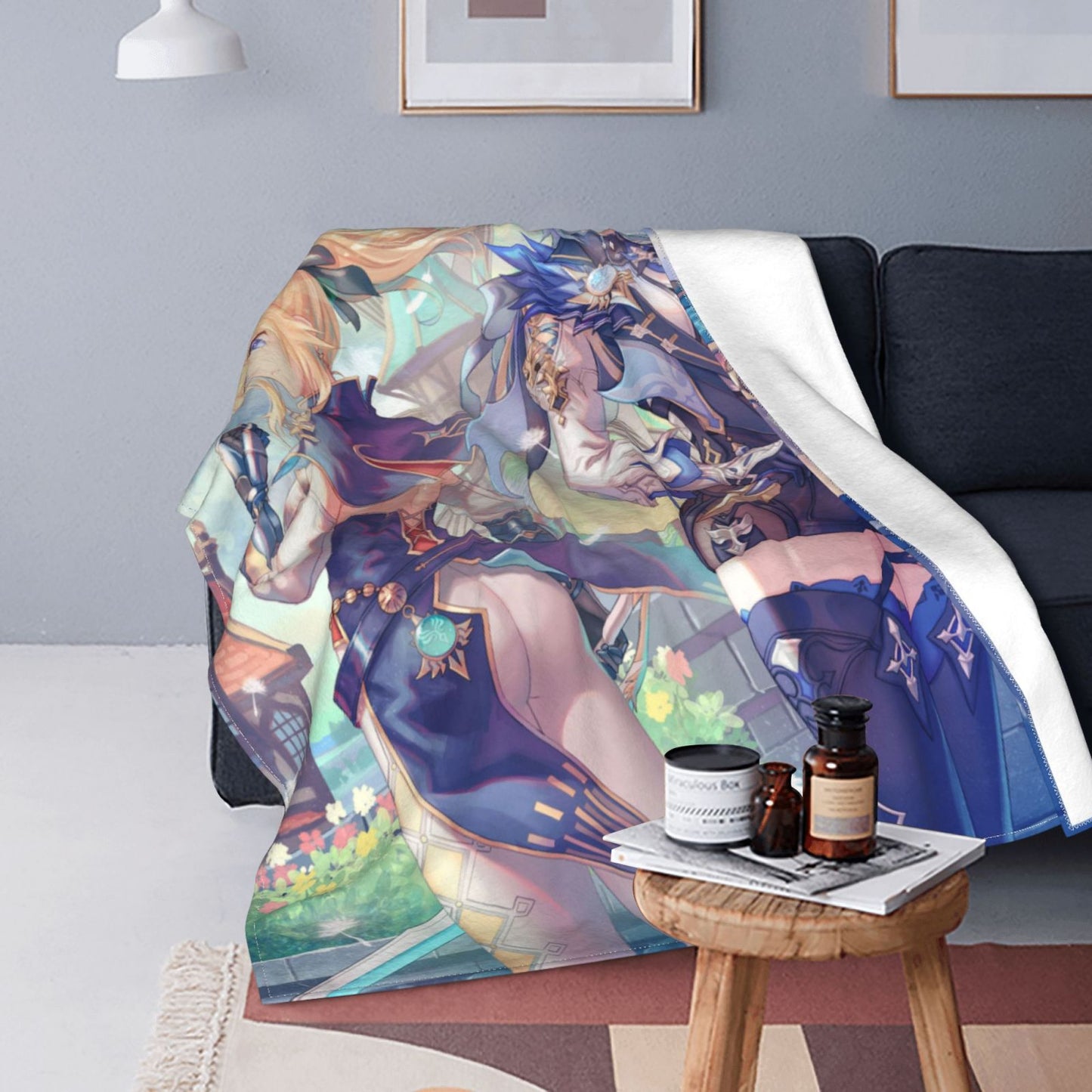 Genshin Impact Throw Game Blanket Anime Blankets Fantasy World Throws Custom Blankets &amp; Throws Suit for Bedroom,Living Room Sofa