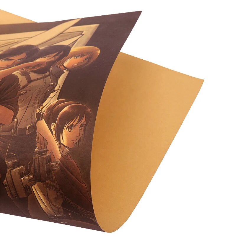 TIE LER Japanese Cartoon Comic Kraft Paper Poster Attack On Titan Wall Sticker Bar Home Art Decoration Painting 50.5X35Cm