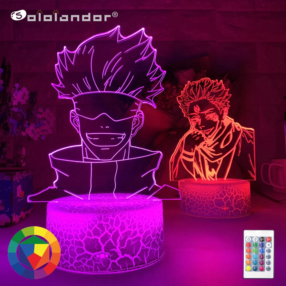 LED Night Light Anime Lamp Jujutsu Kaisen Yuji Itadori Figure for Kids Bedroom Decor Nightlight Manga Cool Gift Child Table Lamp