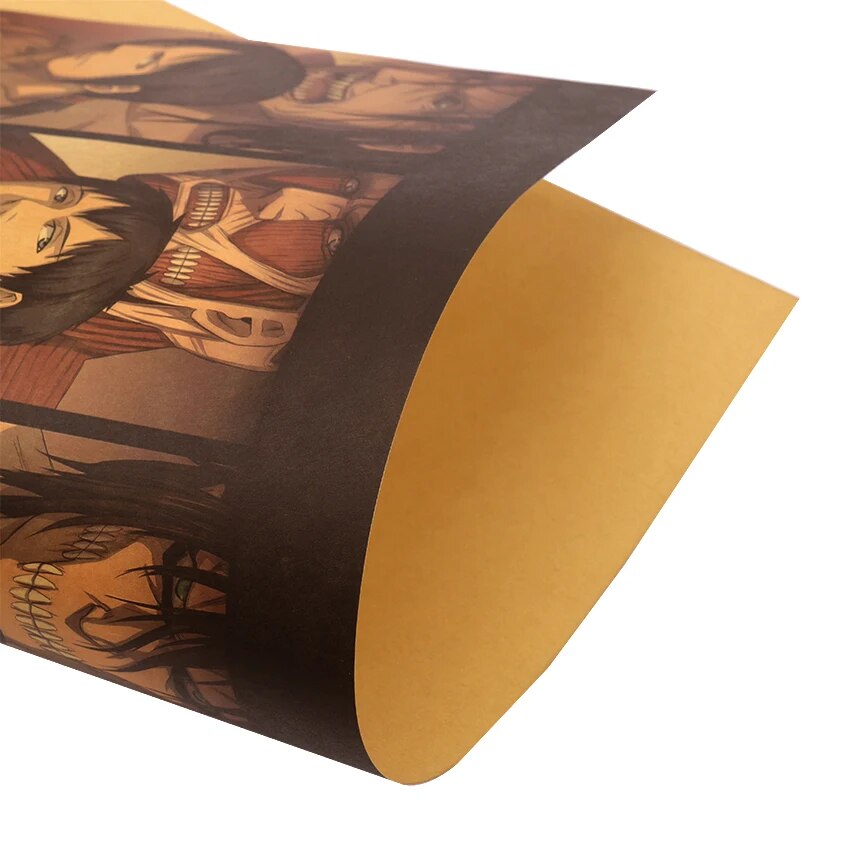 TIE LER Attack On Titan Japanese Cartoon Comic Style Kraft Paper Wall Stickers Bar Poster Decorative Wall Sticker 50.5x36cm