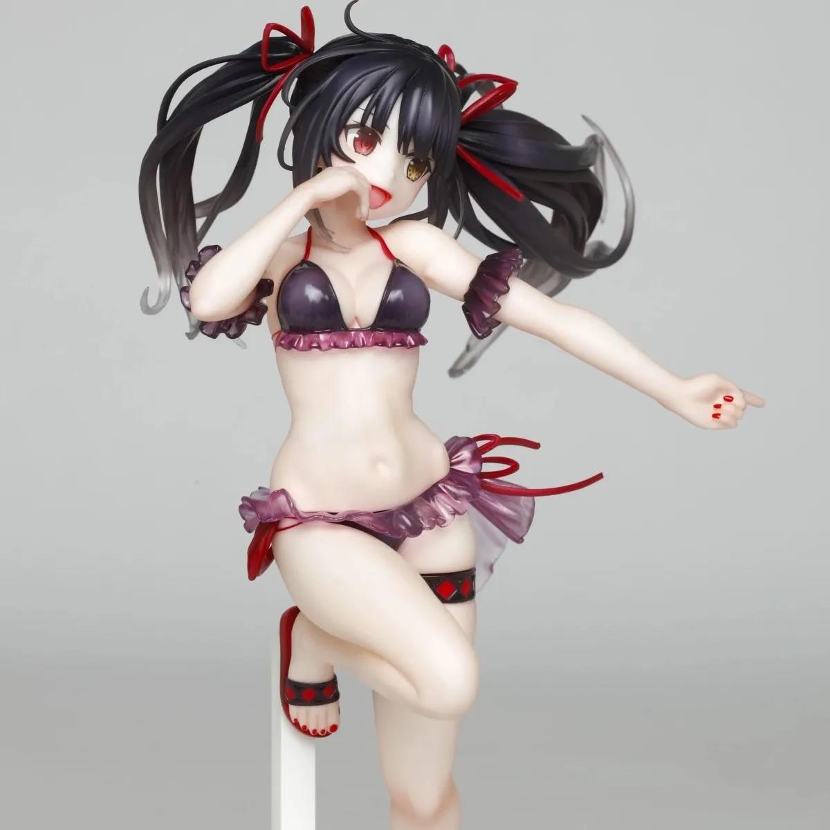 Anime DATE A LIVE Tokisaki Kurumi Action Figure Lovely Swimsuit Tokisaki Kurumi Figure Sexy Girls PVC Model Doll Chlidrens Gift