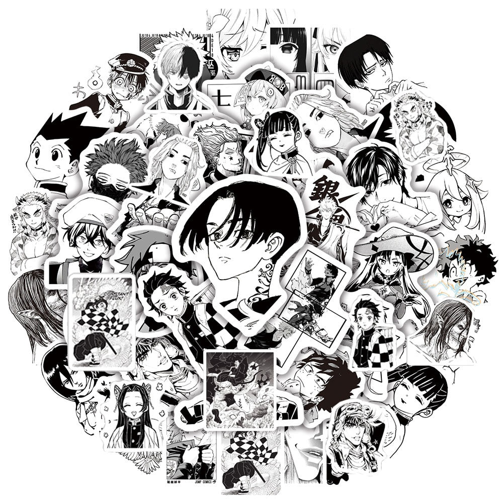 50/100pcs Mix Anime Stickers | Demon Slayer Jujutsu Kaisen Attack on Titan Stickers