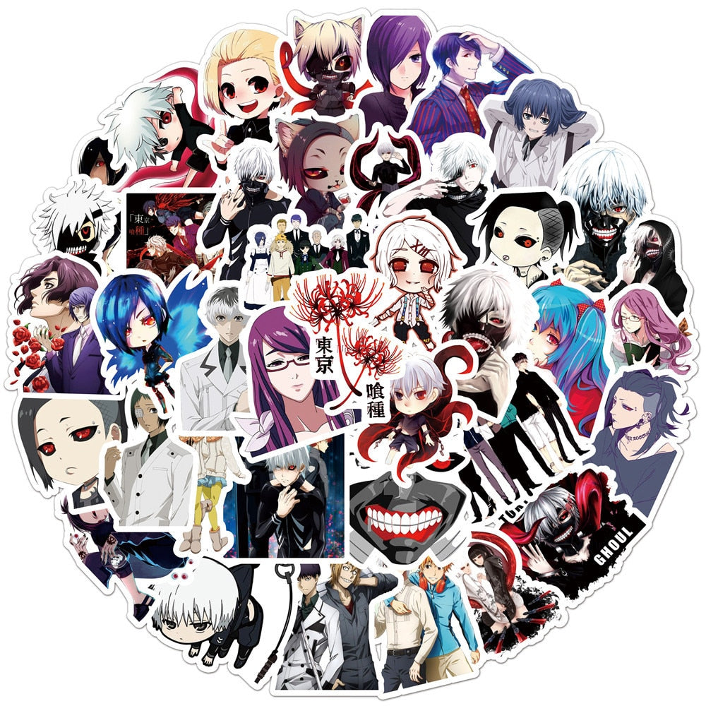 10/30/50PCS Cartoon Japan Anime Tokyo Ghoul Graffiti Helmet Sticker Notebook Guitar Skateboard Phone Toy Sticker Wholesale