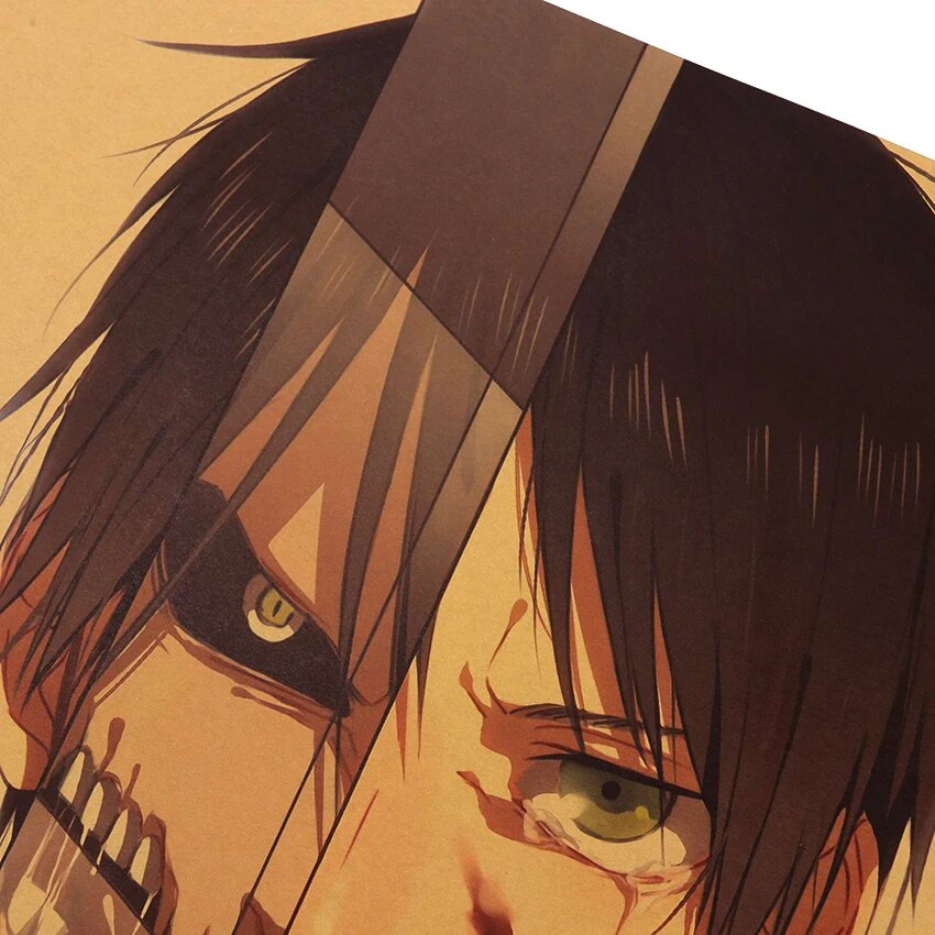 TIE LER Attack on Titan Classic Japanese Cartoon Comic Kraft Paper Wall Stickers Bar Poster Retro Decorative Painting 50.5x35cm