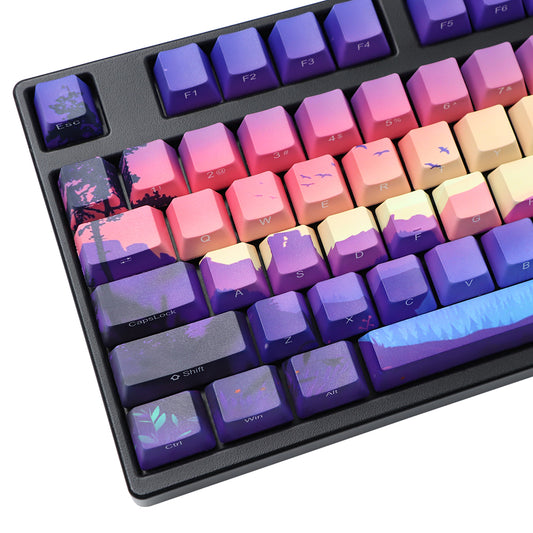 110 Keys Dye-Subbed Landscape Keycap Set OEM Profile Pbt Personalized Keycaps Set for GK61/TKL87/108 Mechanical Keyboard Key Cap