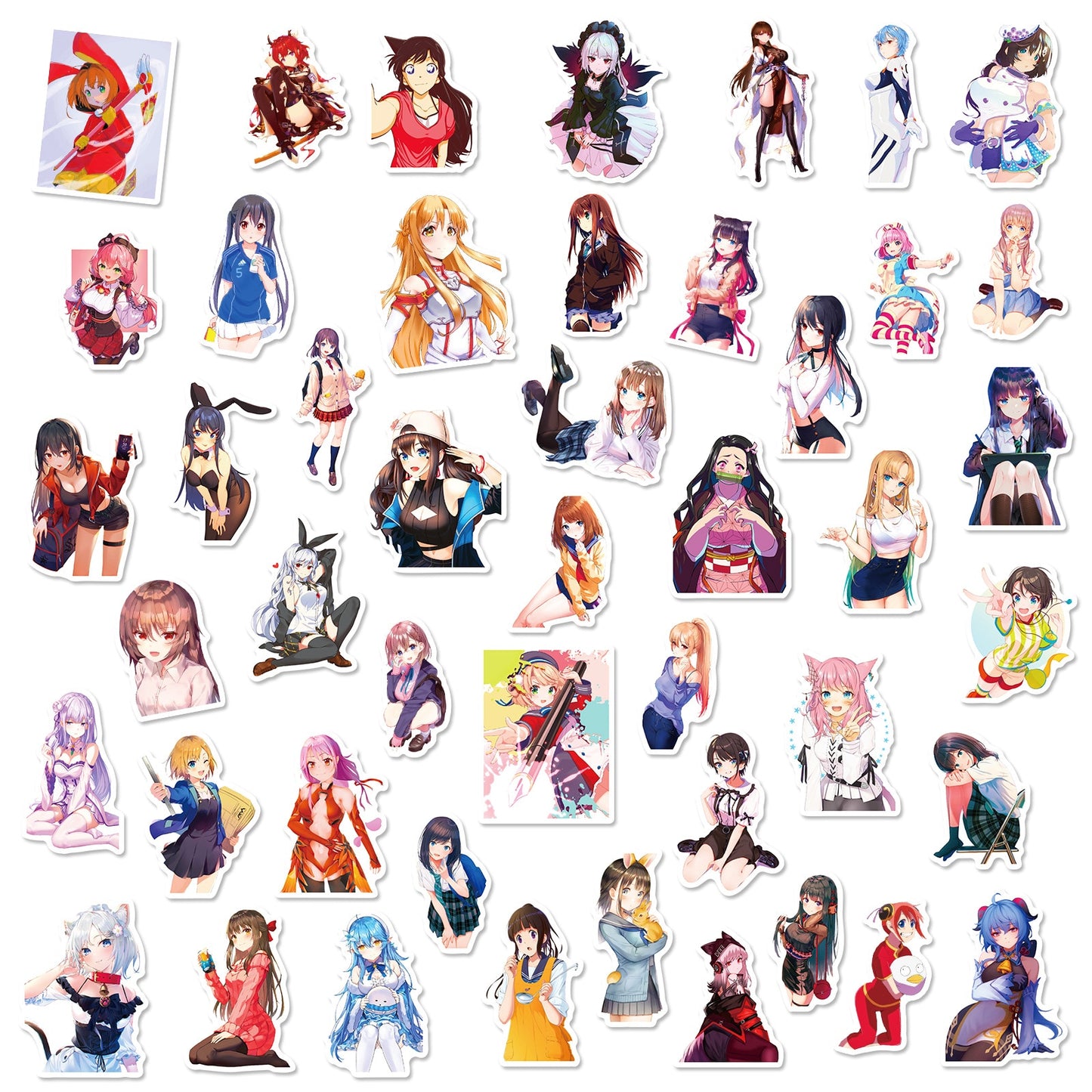 50PCS Kawai Anime Female Stickers | Cute manga Stickers | Guitar Motorcycle Luggage Suitcase DIY Classic Decal Graffiti Sticker