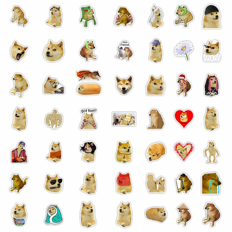 50pcs Funny stickers Dog Meme Stickers for Laptop Skateboards Luggage Waterproof Cute Kids Sticker Decal Packs