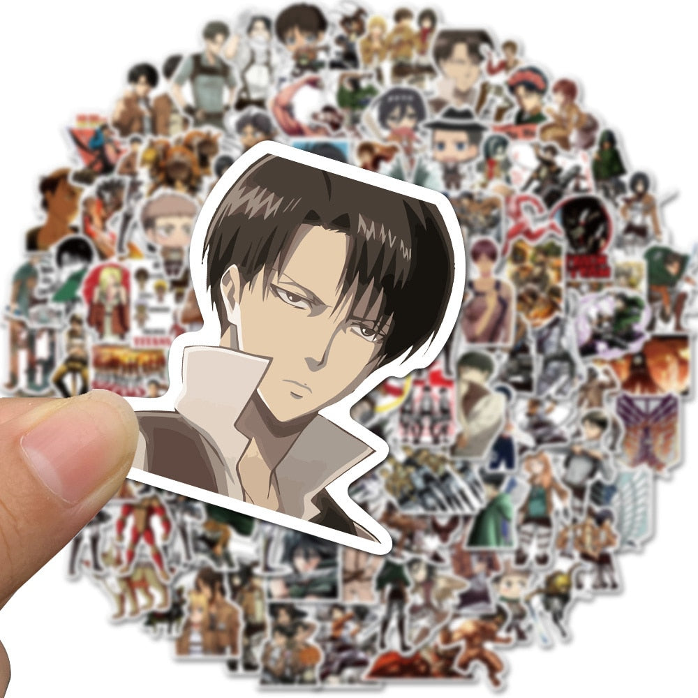 50/100pcs Attack on Titan Stickers | Anime Stickers Gifts for Laptop Suitcas Bicycle Car PVC Sticker