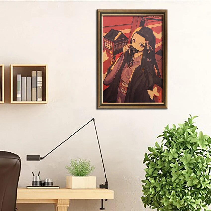 TIE LER Classic Japanese Anime Poster Vintage Kraft Paper Poster Wall Stickers Bar Living Room Demon Slayer 50.5X35cm