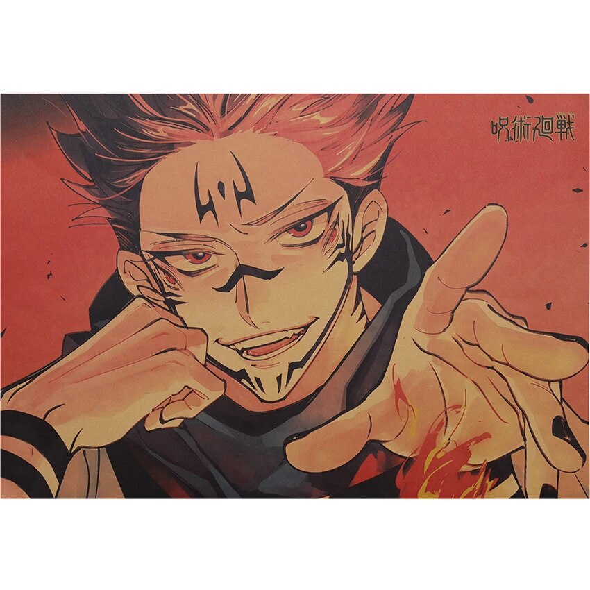 TIE LER Classic Kraft Paper Poster Jujutsu Kaisen Series Anime Character Poster Bar Cafe Interior Decoration Painting