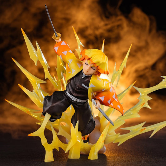 21cm Anime Demon Slayer Figure Demon Slayer Thunder Breath Agatsuma Zenitsu PVC Action Figure Collectible Model Toys Kid Gift