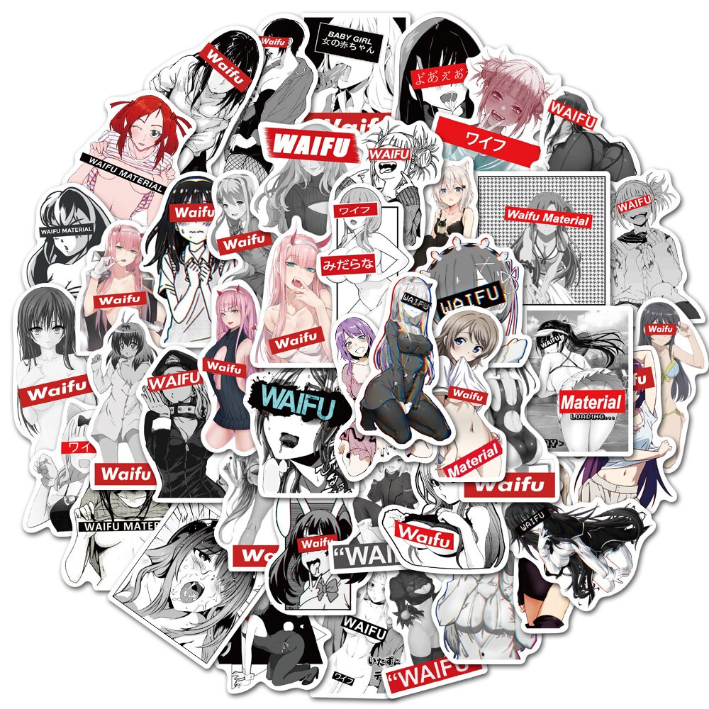 50pcs anime Decal Stickers | Hot girl Waifu stickers Decal Stickers | For  suitcase laptop Car Truck Waterproof Car stickers