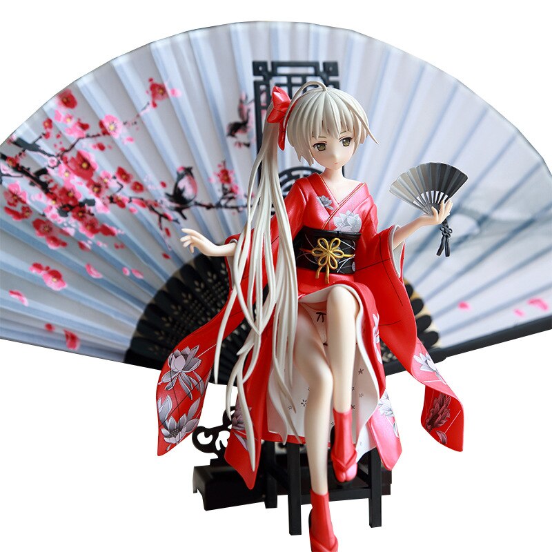 26cm Anime ALPHAMAX SKYTUBE Anime Figure with fan Animate Kasugano Sora kimono sexy girl PVC Action Figures toys Anime figure