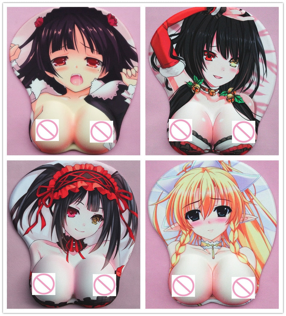 2020 new version Japanese anime 3d mouse pad wristbands Cartoon Creative sexy mouse pad Chest beauty mouse pad Free Shipping