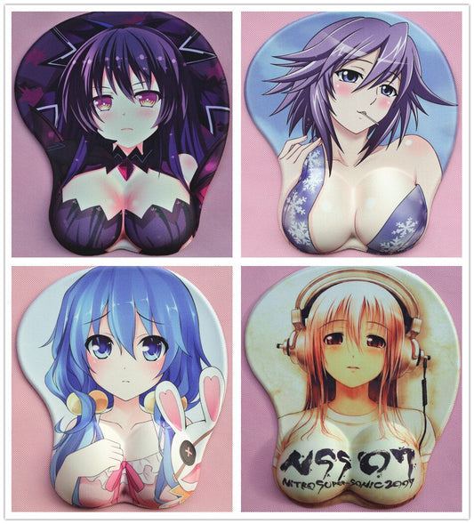 2020 new version Japanese anime 3d mouse pad wristbands Cartoon Creative sexy mouse pad Chest beauty mouse pad Free Shipping