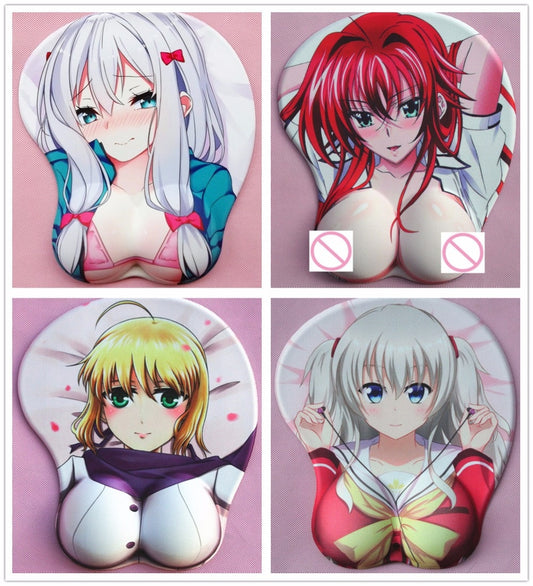 2020 new version Japanese anime 3d mouse pad wristbands Cartoon Creative sexy mouse pad Chest beauty mouse pad Free Shipping