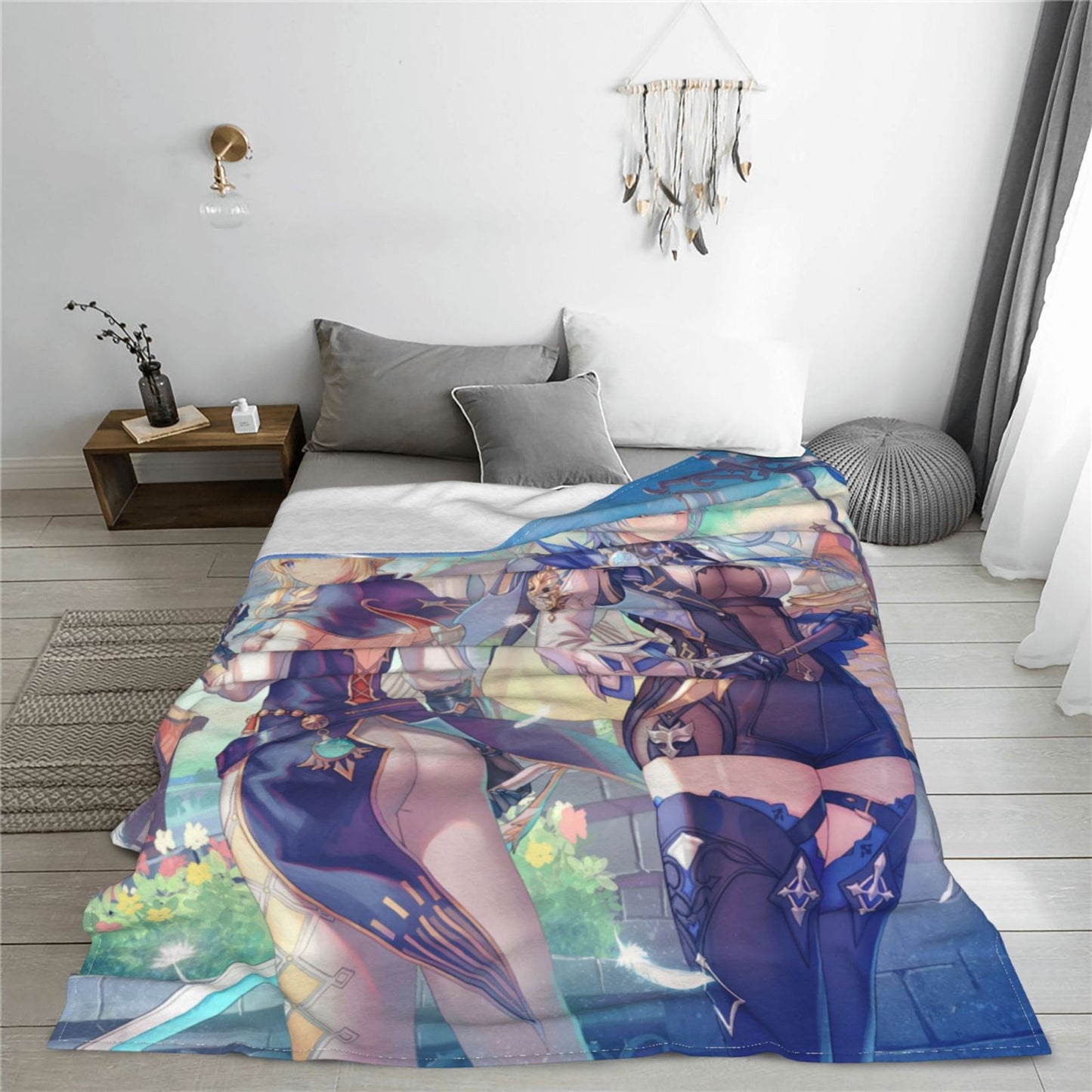 Genshin Impact Throw Game Blanket Anime Blankets Fantasy World Throws Custom Blankets &amp; Throws Suit for Bedroom,Living Room Sofa