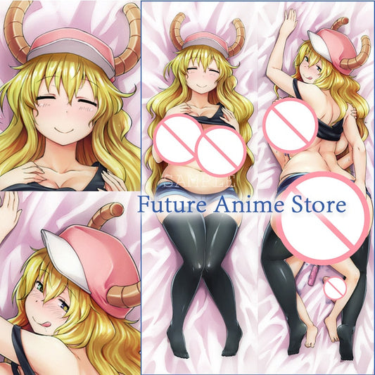 Dakimakura Anime Lucoa Quetzalcoatl Miss Kobayashi&#39;s Dragon Maid Double-sided Print Life-size Body Pillow Case