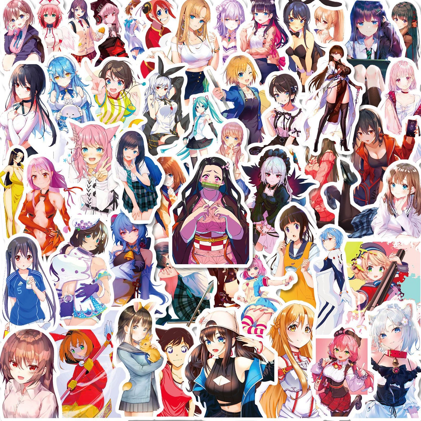 50PCS Kawai Anime Female Stickers | Cute manga Stickers | Guitar Motorcycle Luggage Suitcase DIY Classic Decal Graffiti Sticker