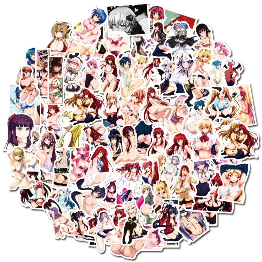 100pcs anime girls Decal Stickers | Hot Waifu stickers Decal Stickers | For  suitcase laptop Car Truck Waterproof Car stickers