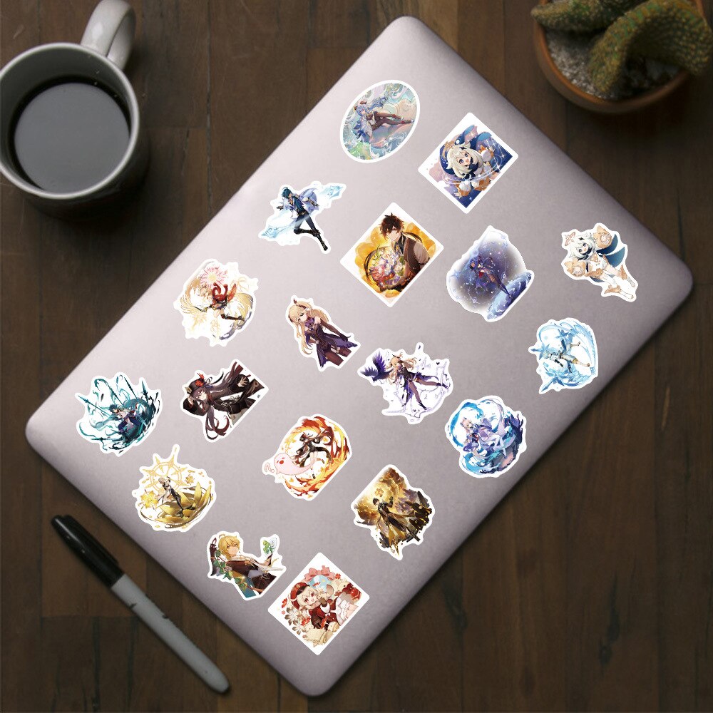 50/100pcs NEW Genshin Impact Stickers | Cartoon Gaming Stickers for Laptop Motorcycle Skateboard