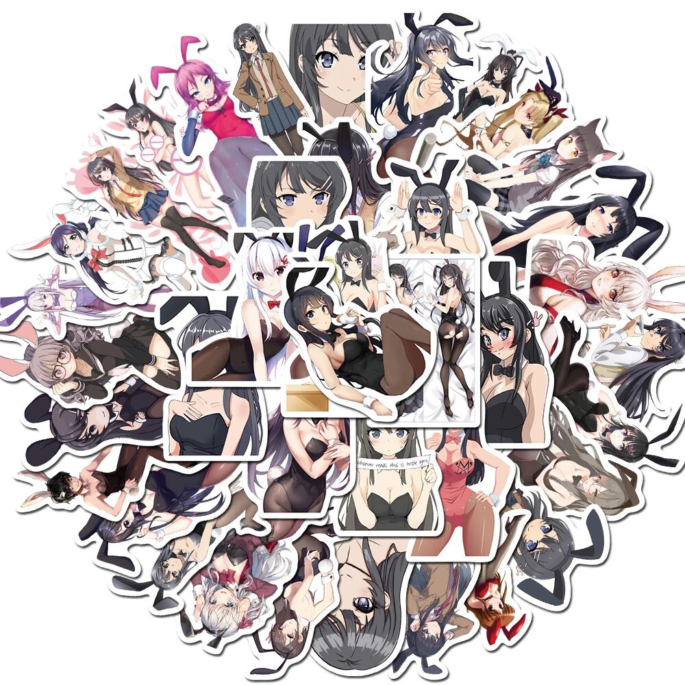 10/30/50PCS Anime Hentai Sexy Girl Bunny Graffiti Girl Sticker Laptop Guitar Luggage Waterproof Sticker Decoration Wholesale