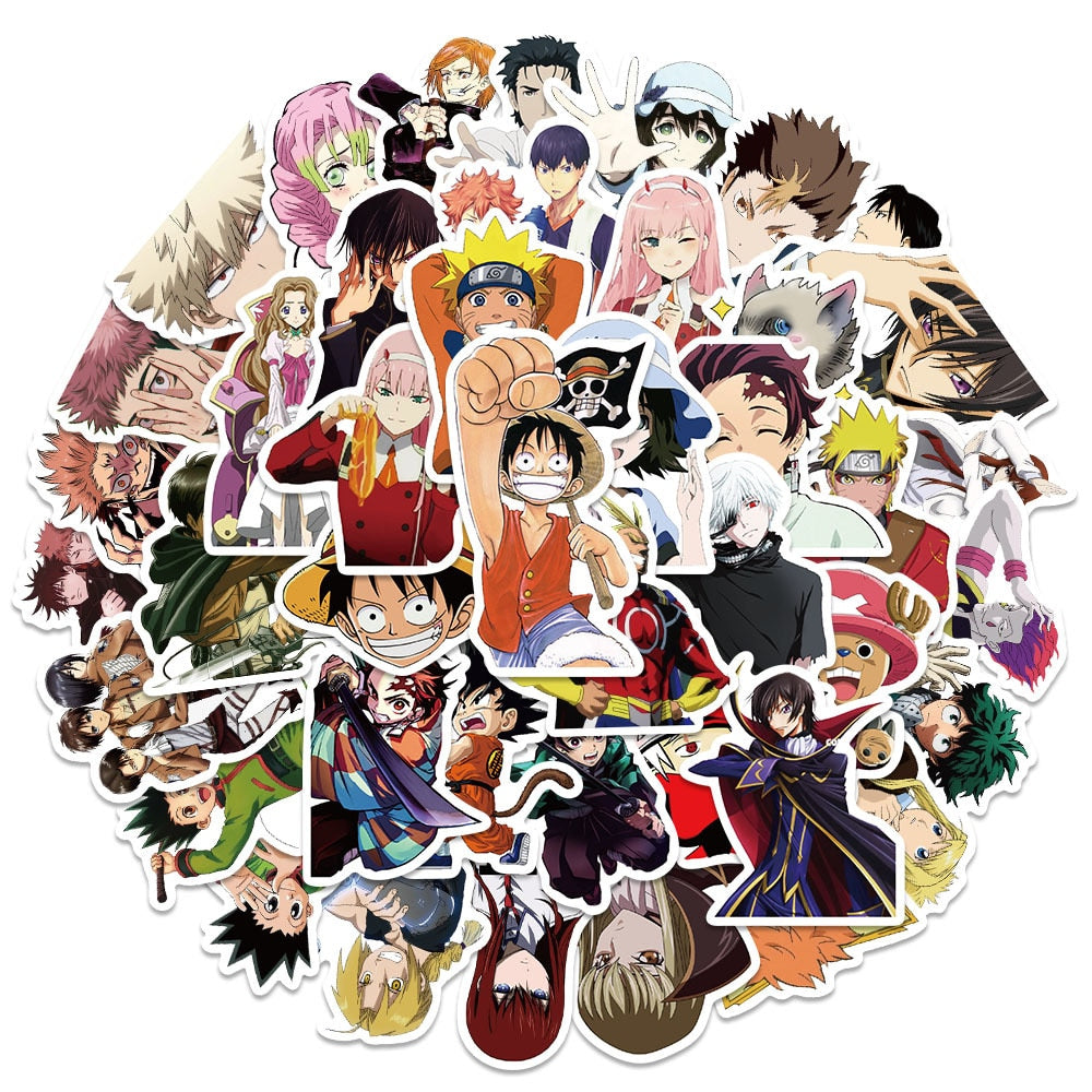 50/100PCS Naruto Anime Sticker | Attack on Titan/My Hero Academia Sticker For Luggage Laptop Skateboard Decals Sticker