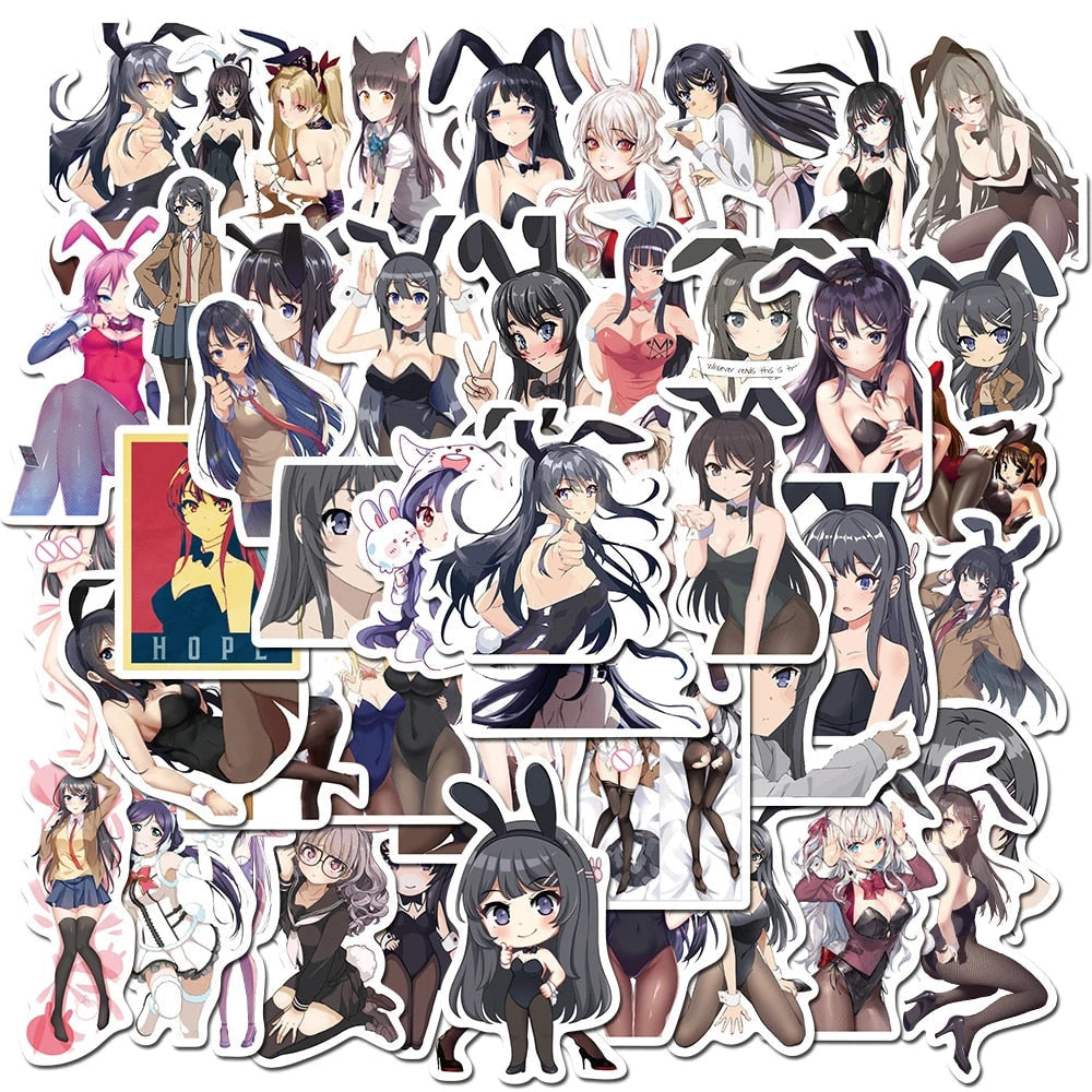 10/30/50PCS Anime Hentai Sexy Girl Bunny Graffiti Girl Sticker Laptop Guitar Luggage Waterproof Sticker Decoration Wholesale