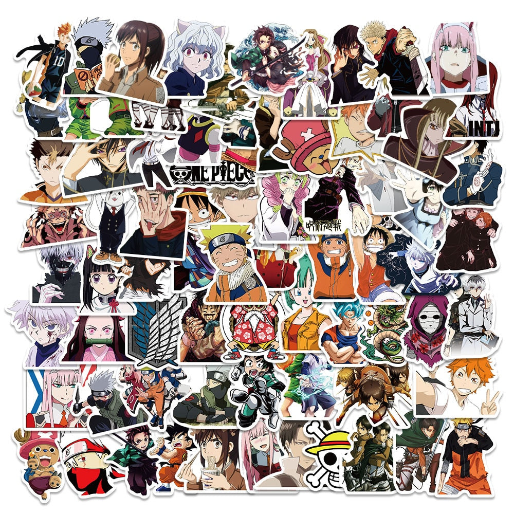 50/100PCS Naruto Anime Sticker | Attack on Titan/My Hero Academia Sticker For Luggage Laptop Skateboard Decals Sticker