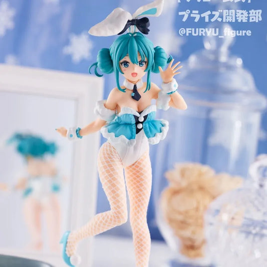 Anime Figure Prize Miku BiCute White Bunnies Ver. Action Furyu Japaense Colletible Model Toys Boys Free Shipping Items