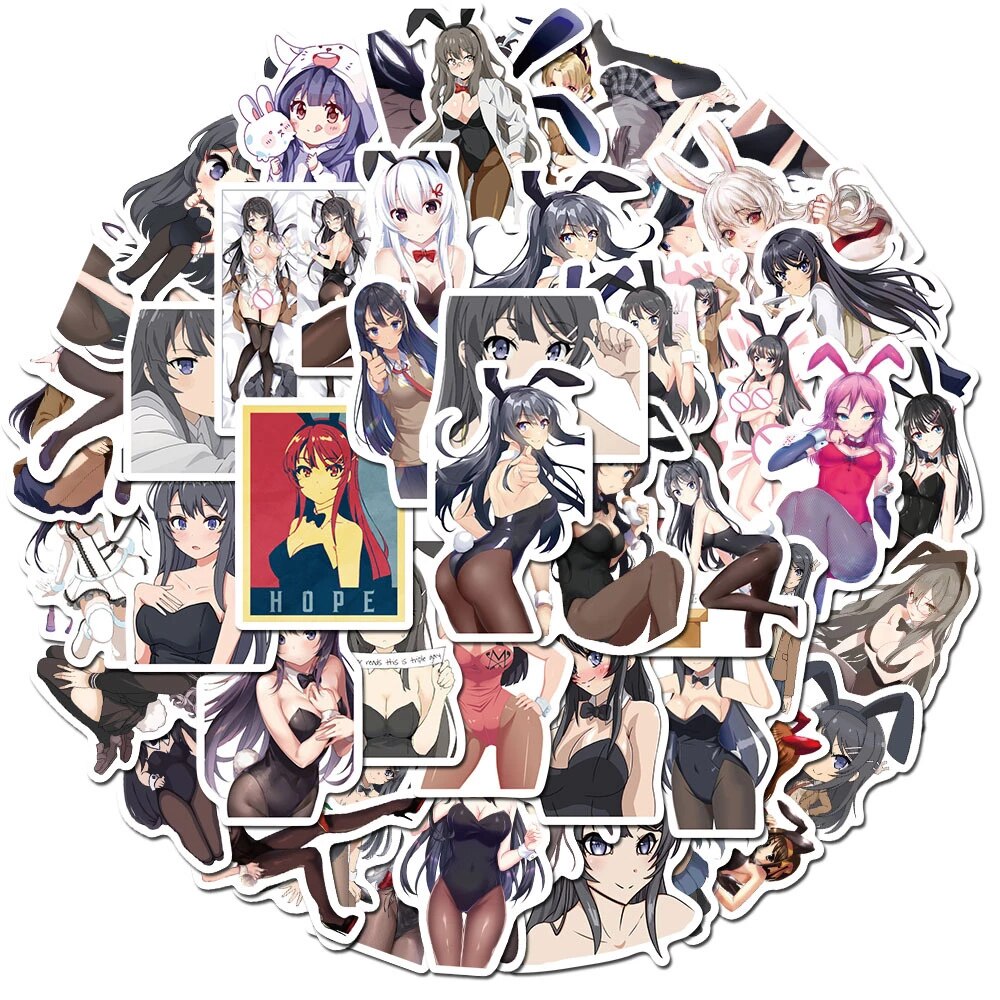 10/30/50PCS Anime Hentai Sexy Girl Bunny Graffiti Girl Sticker Laptop Guitar Luggage Waterproof Sticker Decoration Wholesale