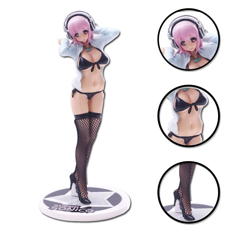 Anime SUPERSONICO Figure Sexy Swimsuit Standing Collectible Doll Model Desktop Collection Decoration PVC Material Static Toys