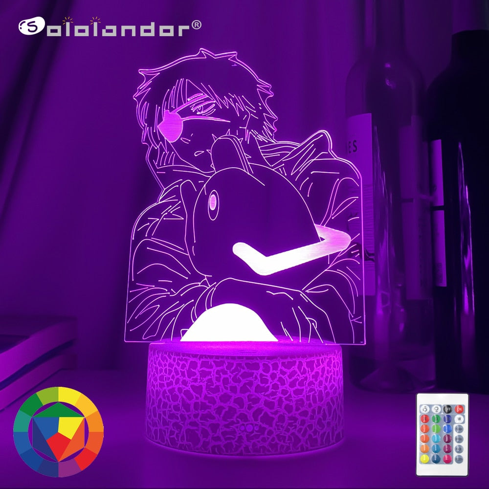 Anime Chainsaw Man Led Light for Bedroom Decorative Night Light Children Birthday Gift Manga Chainsaw Man 3d Lamp Bedside