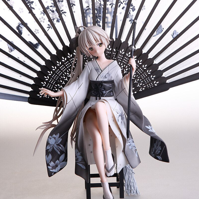 26cm Anime ALPHAMAX SKYTUBE Anime Figure with fan Animate Kasugano Sora kimono sexy girl PVC Action Figures toys Anime figure