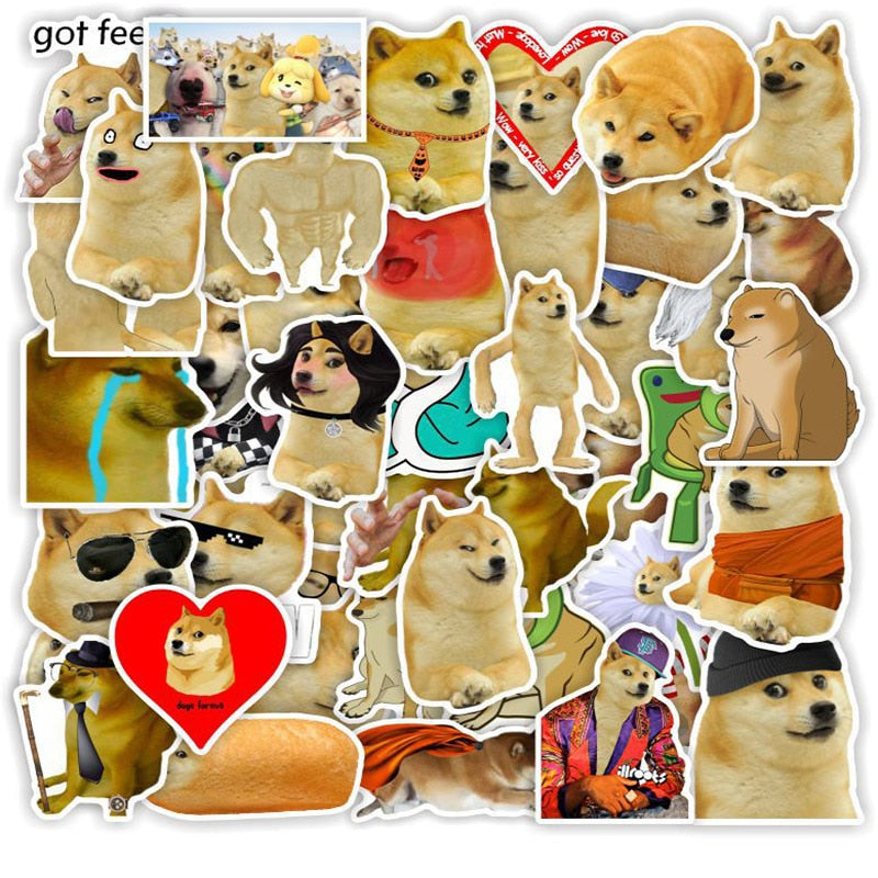 50pcs Funny stickers Dog Meme Stickers for Laptop Skateboards Luggage Waterproof Cute Kids Sticker Decal Packs