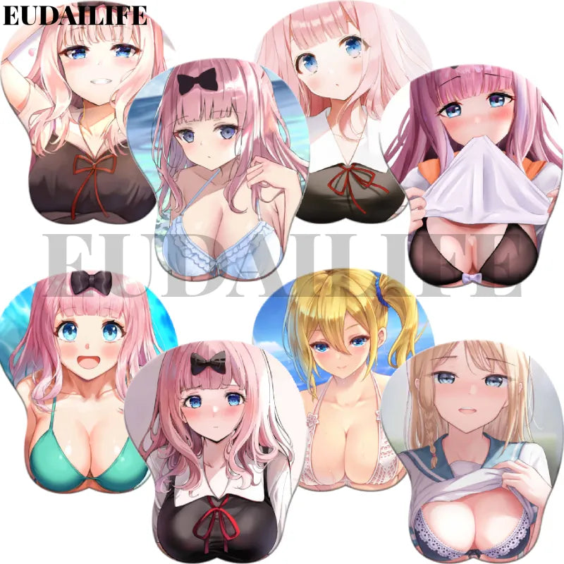 Anime Kaguyasama Love Is War 3D Hand Wrist Rest Mouse Pad Mousepad Silicone Breast Oppai Soft Mouse Mat Office Work Otaku