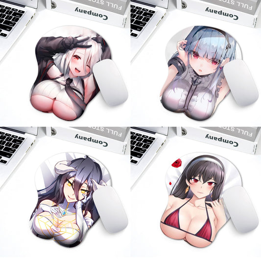 New version beauty animation 3d mouse pad wrist strap cartoon creative sexy mouse pad chest mouse pad package