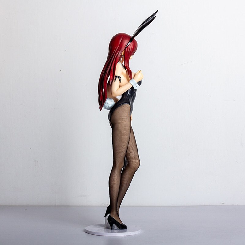 47CM Anime FAIRY TAIL Erza Scarlet Sexy Black Silk Tights Bunny Girl 1/4 PVC Action Figure Model Ornaments Toys Fans Gift