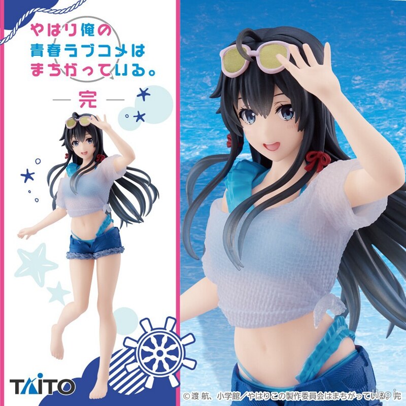 Genuine 18CM Anime My Youth Romantic Comedy Is Wrong Yukinoshita Yukino Figure PVC Standing Short Sleeve Swimsuit Model Toys