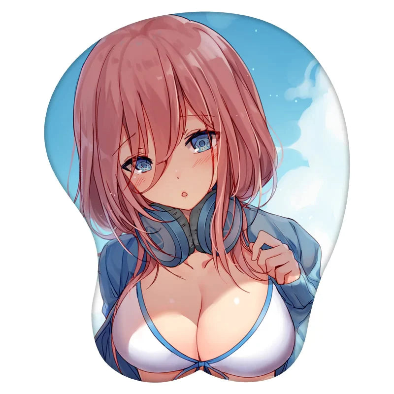 3D Mouse Pad Nakano Miku The Quintessential Quintuplets Anime Wrist Rest Silicone Sexy Creative Gaming Mousepad Mat