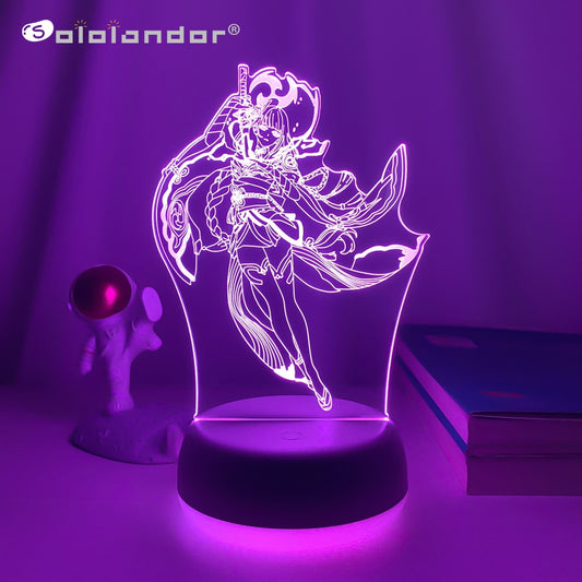 Led Lamp Genshin Impact Raiden Shogun for Kid Bedroom Decoration Birthday Gift Genshin Impact Baal Led Night Light Game