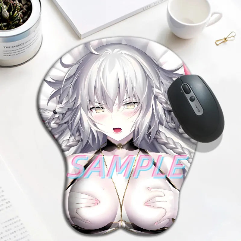 Fate stay Night Jeanne D&#39;arc Alter Gamer Anime Sexy Mouse Pad Cute Manga with Wrist 3D Big Oppai Silicone Gel Mat Mousepad